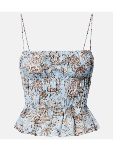 Top Staud cu model floral albastru