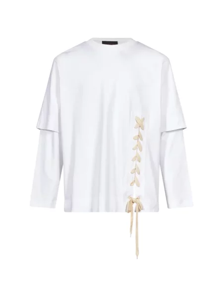 Tricou Simone Rocha cu șireturi din dantelă alb