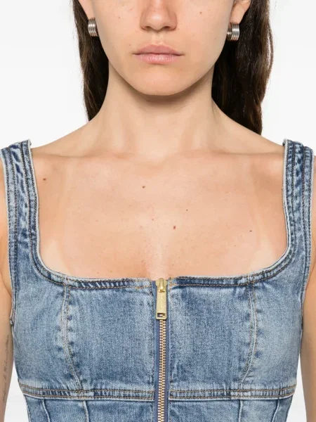 Rochie din denim Self-portrait de costum albastru