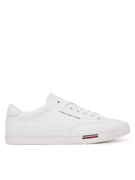 Sneakers Tommy Hilfiger Signature Midsole Lace-Up Trainers With Leather alb