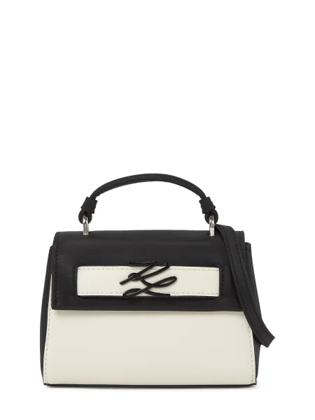 Geanta crossbody Karl Lagerfeld din piele cu autograf negru