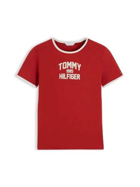 TOMMY HILFIGER Tricou Varsity roșu / murdar alb