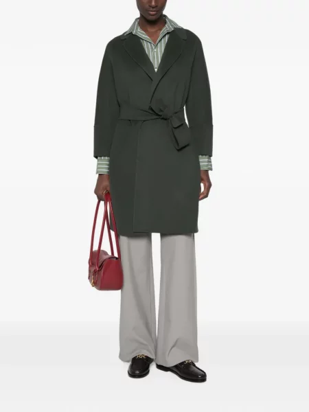 Cu centură palton 's Max Mara de lână verde