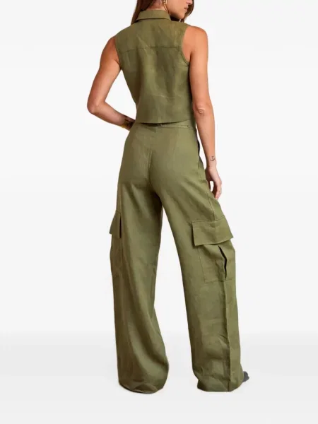 Cu centură pantaloni cargo Hevron verde