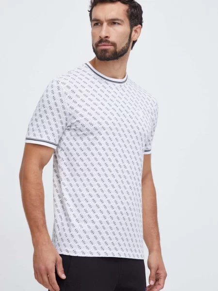 Тениска Guess с десен бяло