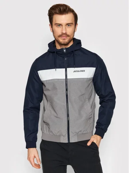 JACK & JONES Prehodna jakna JJERush mornarska / svetlo siva bela