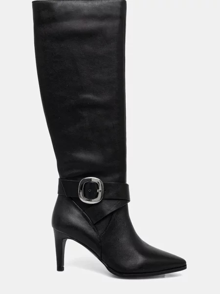 Кожаные сапоги Answear.lab на шпильке черные