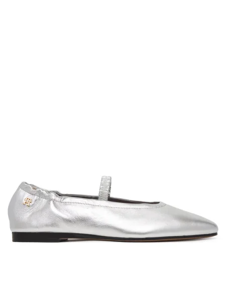 Balerini Tommy Hilfiger Silver Lth Ellastic Ballerina Argintiu