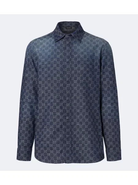 Cămașă Gucci din jacard albastru