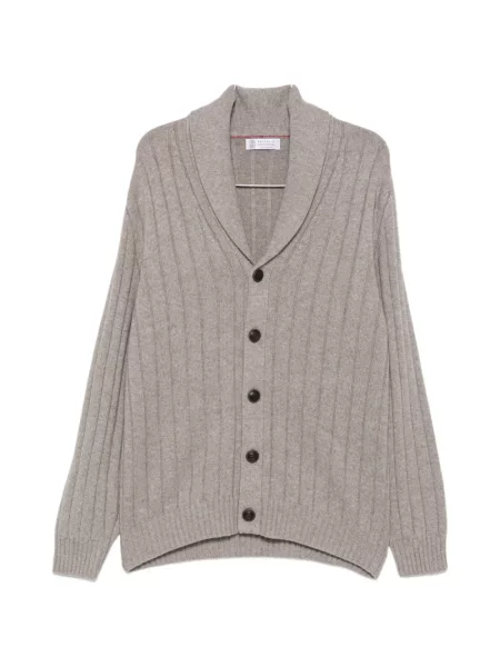 Gulerat cardigan Brunello Cucinelli gri