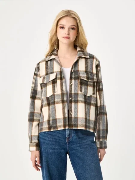 Куртка-сорочка у клітинку різнобарвний