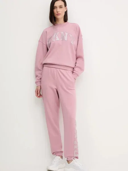 Спортивні штани Dkny з аплікацією рожевий