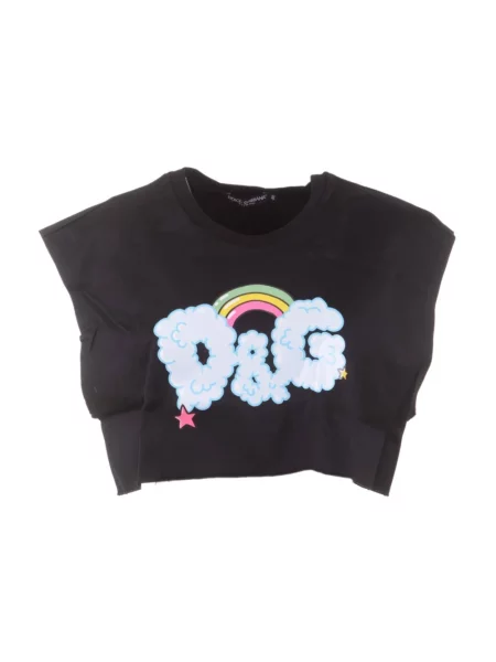 Krótka koszulka Dolce And Gabbana bez rękawów czarna