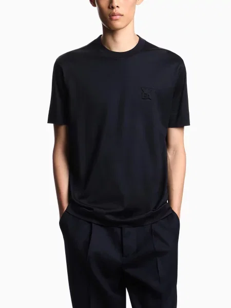 Футболка Emporio Armani из лиоцела синяя