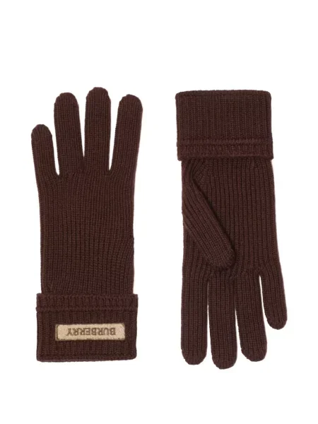 Vlněné rukavice Burberry s autogramem hnědé