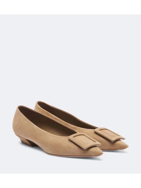 Balerini Roger Vivier din piele de căprioară bej