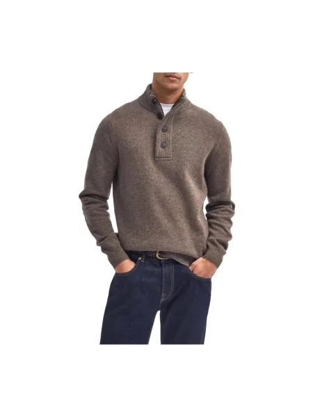 Sweter Barbour zamszowy z naszywkami brązowy