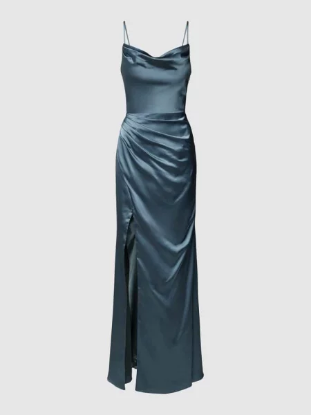 Sukienka wieczorowa z rozcięciem Luxuar Fashion niebieska