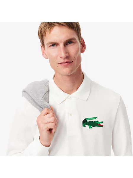 Lacoste Oryginalna Koszulka Polo Z Długim Rękawem biała