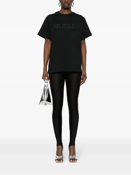Raštuotas marškinėliai Mugler juoda