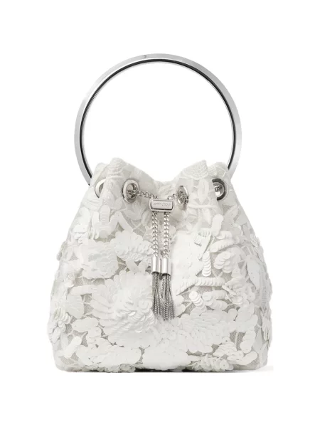 Geantă Jimmy Choo cu paiete alb