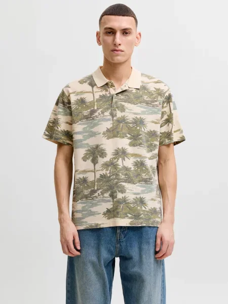 Jack & Jones Premium Tričko JPRBLUHAWAII sivobéžová / olivová / pastelovo / tmavozelená zelená