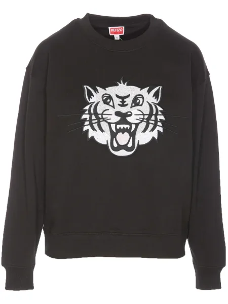 Hanorac Kenzo cu broderie cu dungi de tigru negru