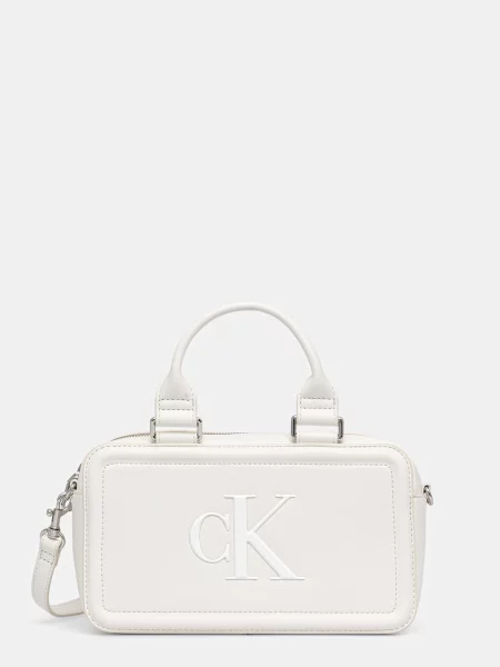 Calvin Klein Kabelka Bold Ck Bauletto Crossbody biela