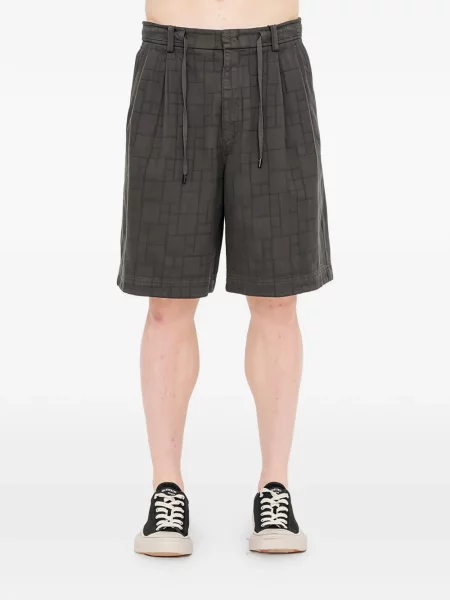 Pantaloni scurți Juun.j cu imprimeu geometric cu cordon gri