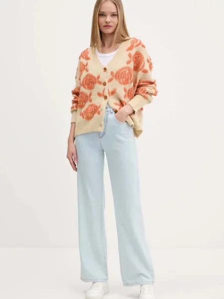 Кардиган з домішкою вовни Desigual CARTER теплий бежевий