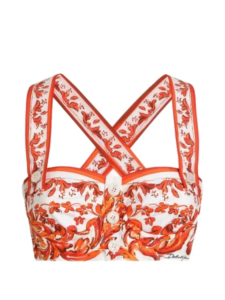 Top Dolce & Gabbana fără mâneci cu imagine alb