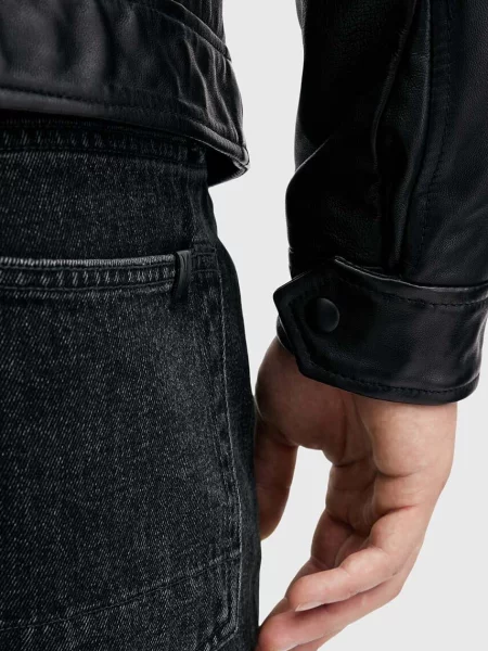 Шкіряна куртка AllSaints LUCK JACKET перехідна чорний
