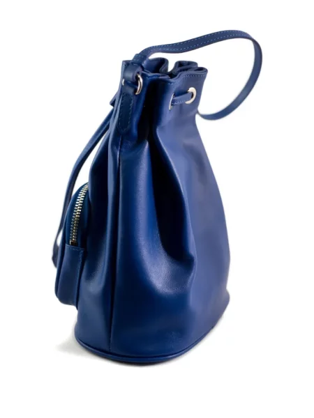 Geantă bucket La Rose din piele albastru