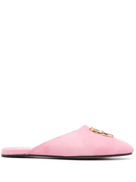Papuci de casă Bally din piele de căprioară roz