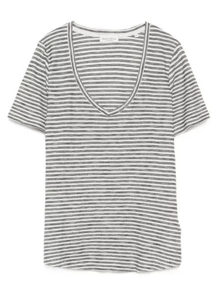 Tricou Marc O'polo cu dungi cu decolteu în V negru