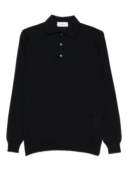 Lung tricou polo Lardini de lână albastru