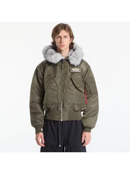 Jachetă Alpha Industries Hooded Custom Mud Olive L măslin