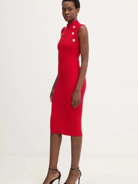 Retrofete sukienka Nunzia midi dopasowana czerwony