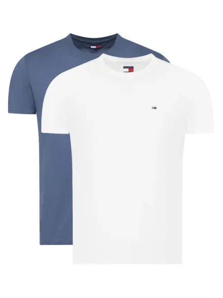 Тениска Tommy Jeans 2 броя с изчистен дизайн синьо