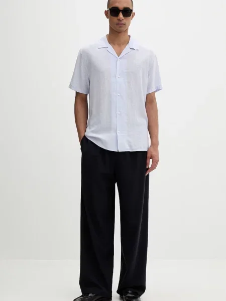 Calvin Klein srajca z lanom vijolična