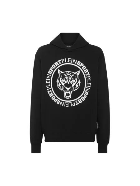 Bluza z kapturem Plein Sport z kapturem w tygrysie prążki czarna
