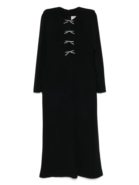 Rochie midi Elie Saab cu funde până la genunchi de costum negru