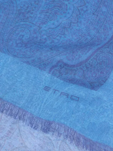 Fular Etro cu model paisley albastru