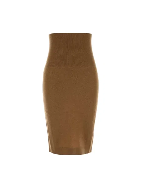 Spódnica ołówkowa Stella Mccartney wełniana brązowa