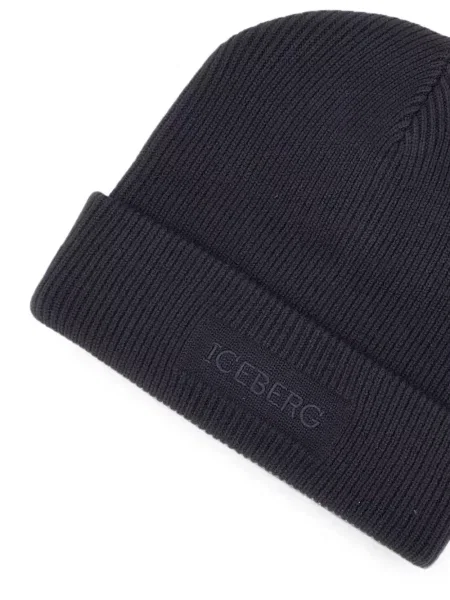 Căciulă Iceberg cu broderie tricotate albastru