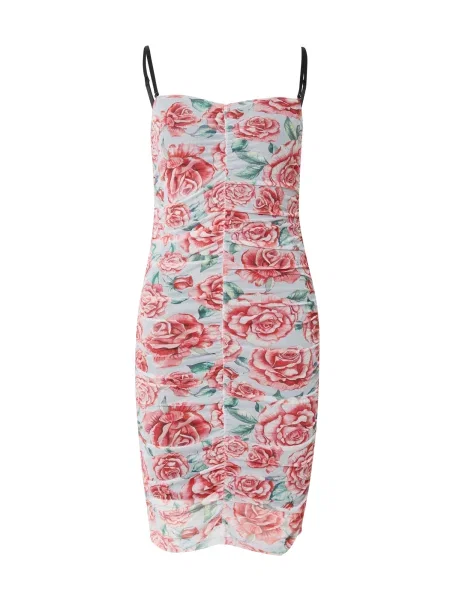 Monki Rochie albastru pastel / verde închis / roz roșu