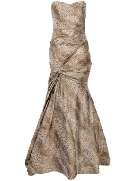 Rochie fără mâneci Monique Lhuillier fără mâneci cu imagine maro