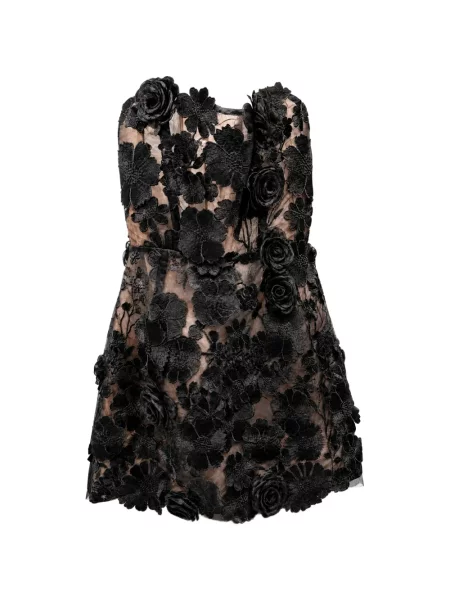 Rochie mini Bronx & Banco cu model floral cu aplicații fără bretele negru