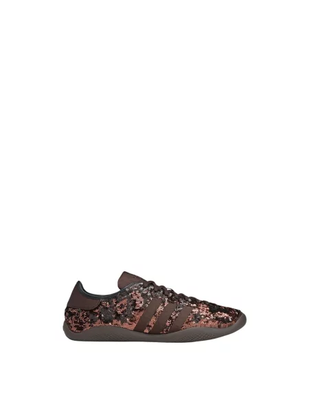 Satynowe sneakersy Adidas z cekinami brązowe