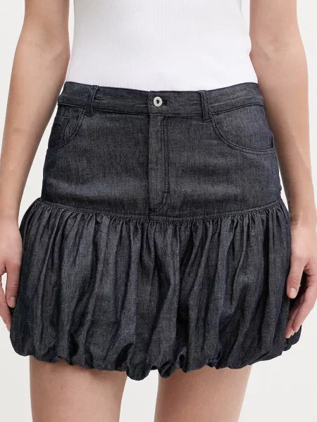 HUGO Blue fustă gogoșar din denim albastru